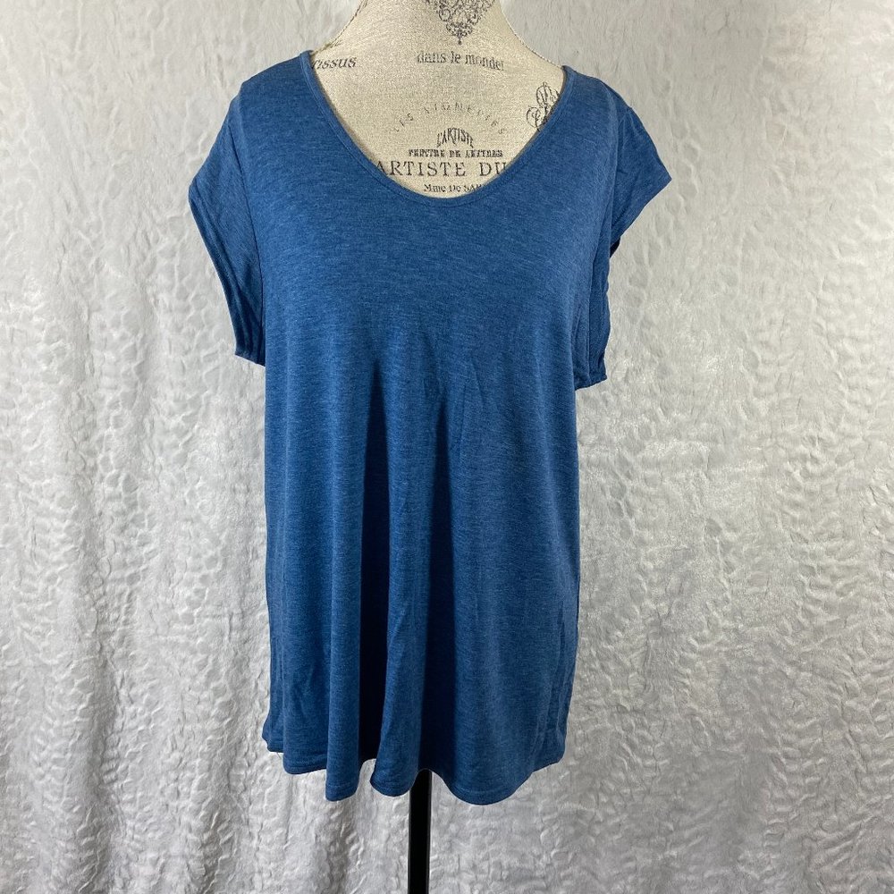 Comfy Super Soft Blue Heather short sleeve tee shirt low neck